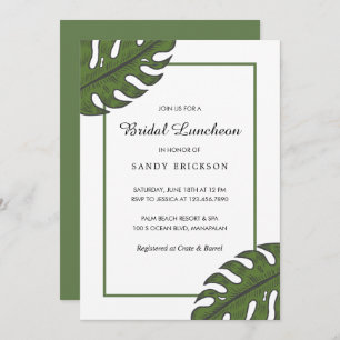 Modern Tropisch Groen Palm Leaf Bridal Luncheon Kaart