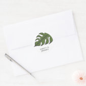 Modern Tropisch Groen Palm Leaf Wedding Ronde Sticker (Envelop)