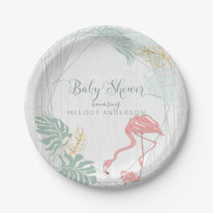 Modern Tropisch laat roze Baby shower Papieren Bordje