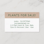 Modern Tropisch lef, binnenshuis gekroonde Planten Visitekaartje (Achterkant)