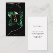 Modern Tropisch Marmer Monogram Visitekaartje (Voorkant / Achterkant)