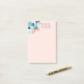 Modern Tropisch Monstera Blad Patroon Peach/Mint Post-it® Notes (Op bureau)