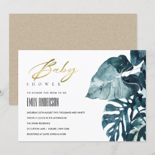 Modern Tropisch Monstera Fauna Baby shower Invite Bedankkaart