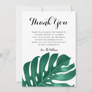 Modern Tropisch Monstera Green Leaf Baby shower Bedankkaart