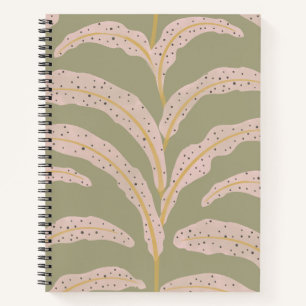 Modern tropisch palmbbladpatroon Sage Blush Notitieboek