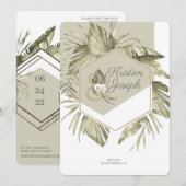 Modern tropisch palmblad Lijst Save The Date (Voorkant / Achterkant)