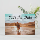 Modern Tropisch Romantisch Strand 3 Foto's van Paa Save The Date (Staand voorkant)