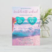 Modern Tropisch Roze Bachelorette Weekend Kaart (Staand voorkant)