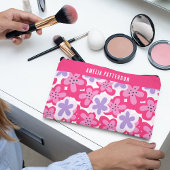 Modern Tropisch Roze Bloemen Gepersonaliseerde Naa Etui