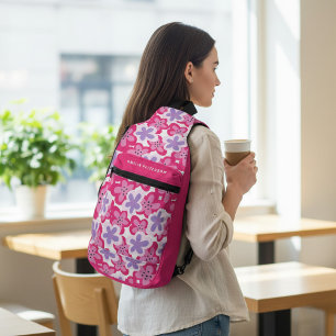 Modern Tropisch Roze Bloemen Gepersonaliseerde Naa Sling Bag