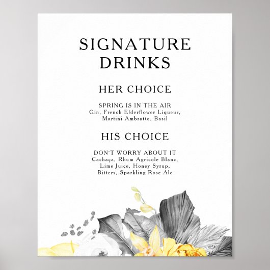 Modern Tropisch Signaturedranken Bord Poster (Voorkant)