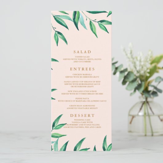 Modern Tropisch Strand Bruiloft Menu (Staand voorkant)