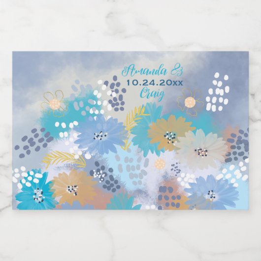 Modern Tropisch strand Kustbruiloft Sparkling Wijnetiket (Enkel label)