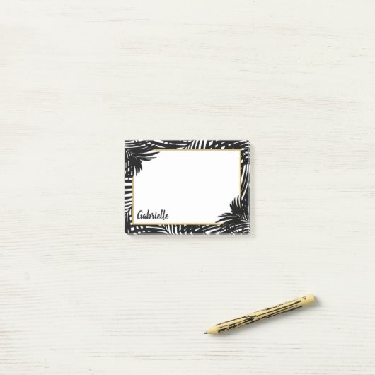 Modern tropisch zwart-wit palmboompatroon post-it® notes (Op bureau)