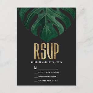 Modern Tropisch Zwitsers Kaasblad Goud RSVP Briefkaart