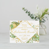 Modern Tropische Bridesmaids Brunch Gold Folie Uitnodiging Briefkaart (Staand Voorkant)