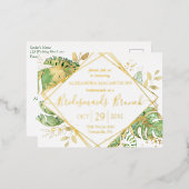 Modern Tropische Bridesmaids Brunch Gold Folie Uitnodiging Briefkaart (Voorkant / Achterkant)