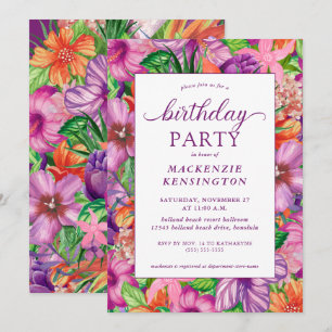 Modern tropische Floral Birthday Party Kaart