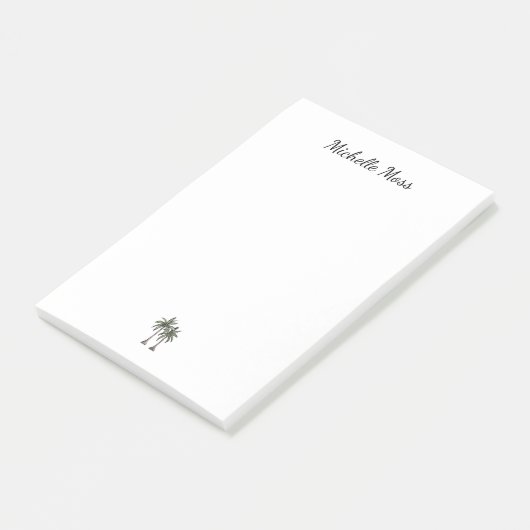 Modern Tropische Palmbomen Strand Elegant Script Post-it® Notes (Schuin)