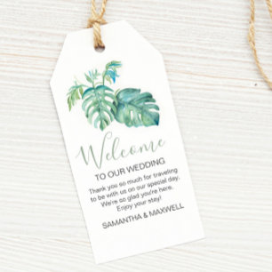 Modern Tropische Waterverf Greenery Welkom Cadeaulabel
