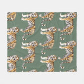 Modern tropische Waterverf tigers Wild Pattern Fleece Deken (Voorkant (Horizontaal))