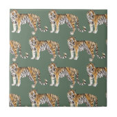 Modern tropische Waterverf tigers Wild Pattern Tegeltje (Voorkant)