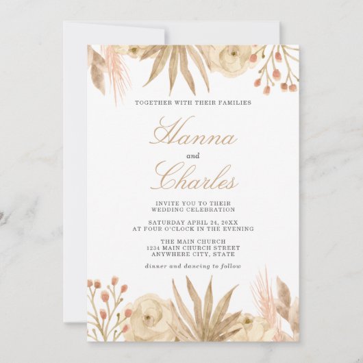 Modern Tropische woestijn Boho Wedding Uitnodiging (Voorkant)