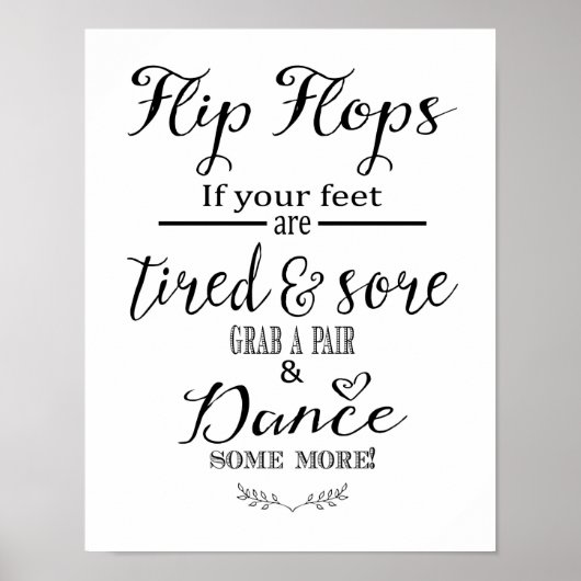 Modern trouwbord Flip Flop Dance print (Voorkant)