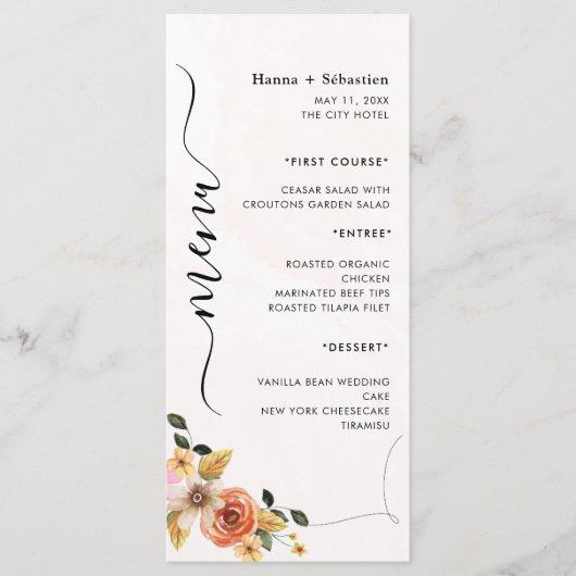 Modern Trouwmenu Menu (Voorkant)