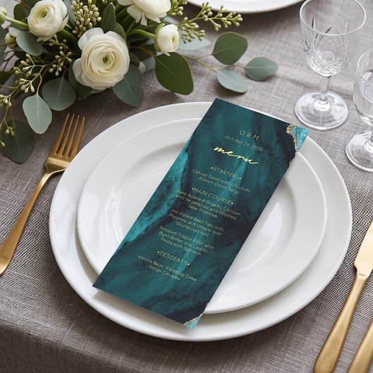 Modern Trouwmenu met Turquoise Agate Menu