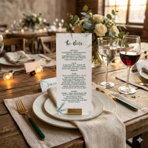 Modern Trouwmenu, Minimalistisch Menu, Elegant