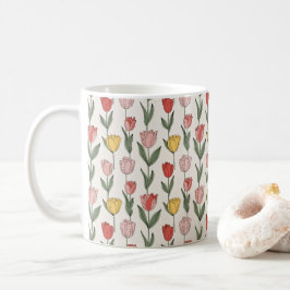 Modern Tulip Floral Pattern Soft Botanical Spring Koffiemok