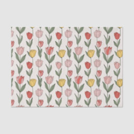 Modern Tulip Floral Pattern Soft Botanical Spring Tissuepapier