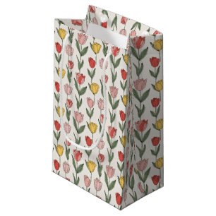 Modern Tulp Bloempatroon Zachte Botanische Lente Klein Cadeauzakje