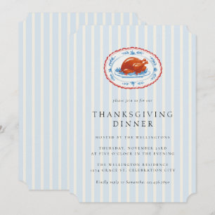 Modern Turkije Stripes Thanksgiving Diner Kaart