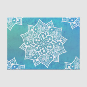 Modern turkooise blue ombre waterverf mandala tissuepapier