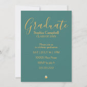 Modern Turquoise Afstuderen Invitation Kaart (Achterkant)