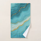 Modern turquoise blauw goud marmer Collectie Bad Handdoek (Handdoek)