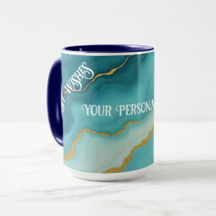Modern turquoise blauw goud marmer Collectie Mok