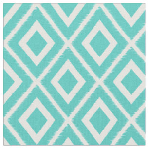Modern turquoise blauw Ikat patroon Stof