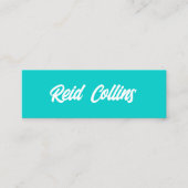 Modern Turquoise Blauw Vet Script Mini Visitekaartje (Voorkant)