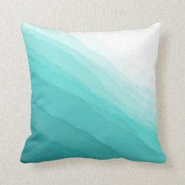 Modern Turquoise Blauwgroen Waves Waterverf Abstra Kussen