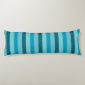 Modern Turquoise Blue Chevron Stripes Pattern Lichaamskussen (Achterkant)