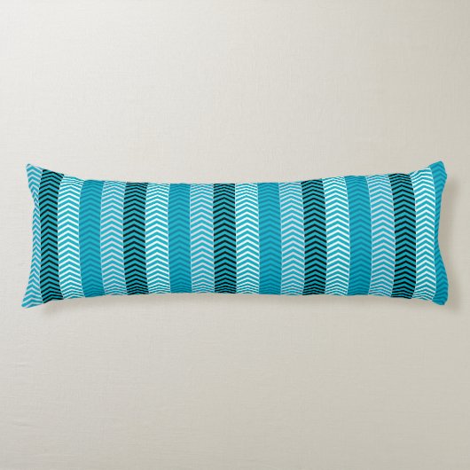 Modern Turquoise Blue Chevron Stripes Pattern Lichaamskussen (Voorkant)