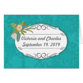 Modern Turquoise Chartreuse Damask Wedding (Voorkant Horizontaal)