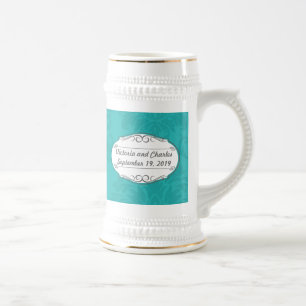 Modern Turquoise Chartreuse Damask Wedding Bierpul