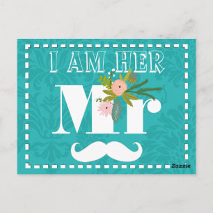 Modern Turquoise Chartreuse Damask Wedding Briefkaart