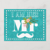 Modern Turquoise Chartreuse Damask Wedding Briefkaart (Voorkant)