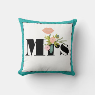 Modern Turquoise Chartreuse Damask Wedding Kussen