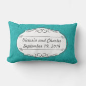 Modern Turquoise Chartreuse Damask Wedding Kussen (Voorkant)